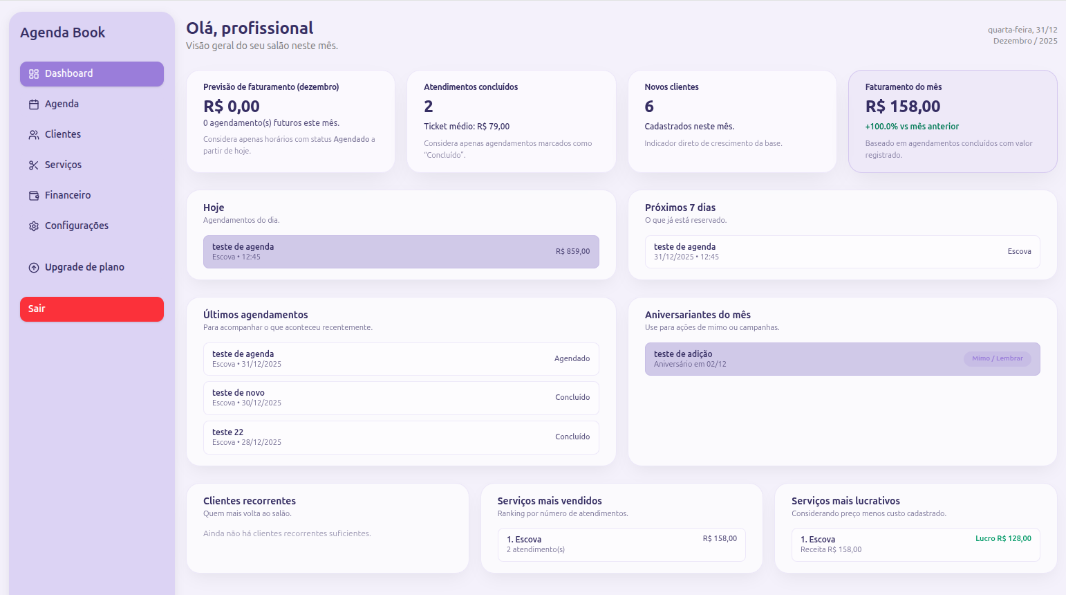Tema Lavanda Spa para profissionais autônomos